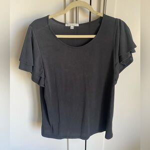Green Envelope Gray Ruffled Blouse
